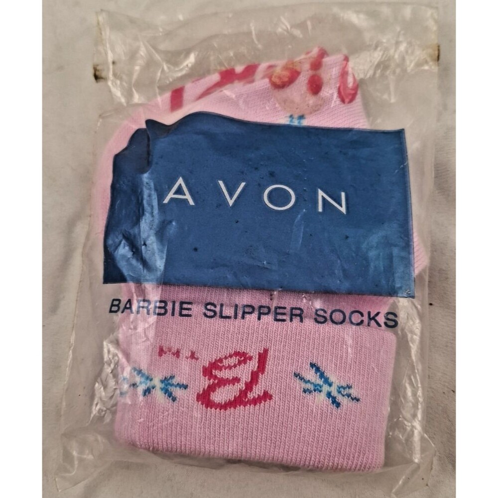 Vintage 2001 Girl's AVON Pink Barbie Slipper Socks-Shoe SZ 12-4-NEW!